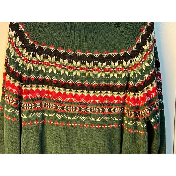 Tiara Int Cardigan Ugly Christmas Sweater XL Green Fair Isle Granny Core - Picture 3 of 5